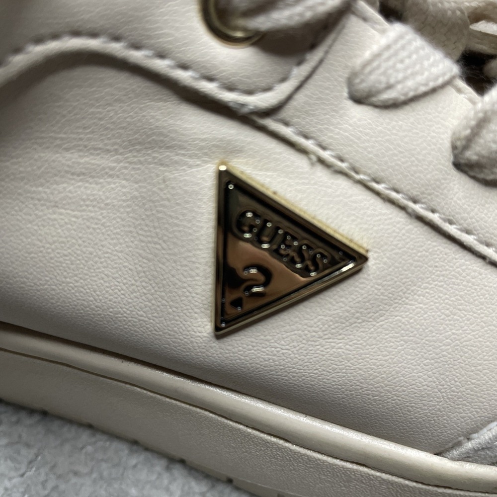 Guess Women's Platform Sneaker Off-White Size 6 Sparkle Lace-up Logo - Picture 8 of 12